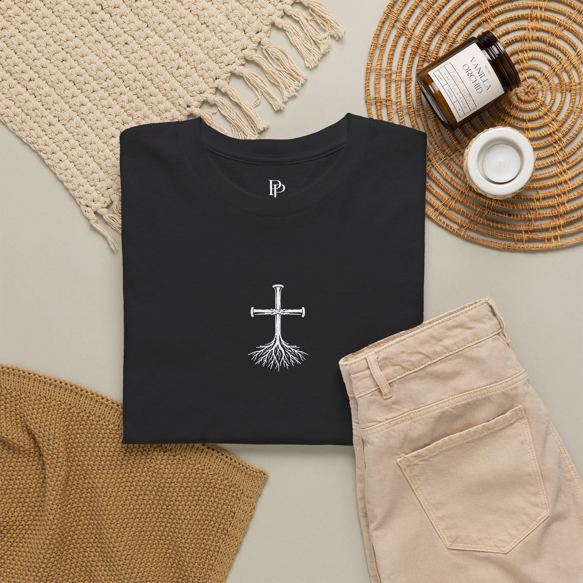 Rooted Cross Tee — Center Chest