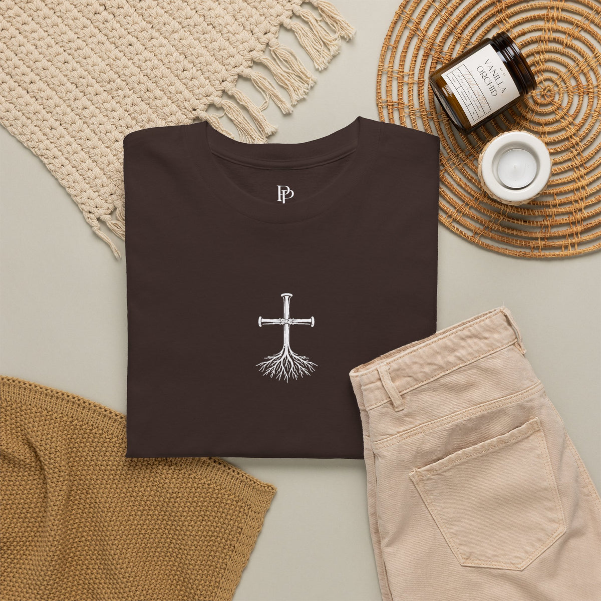 Rooted Cross Tee — Center Chest