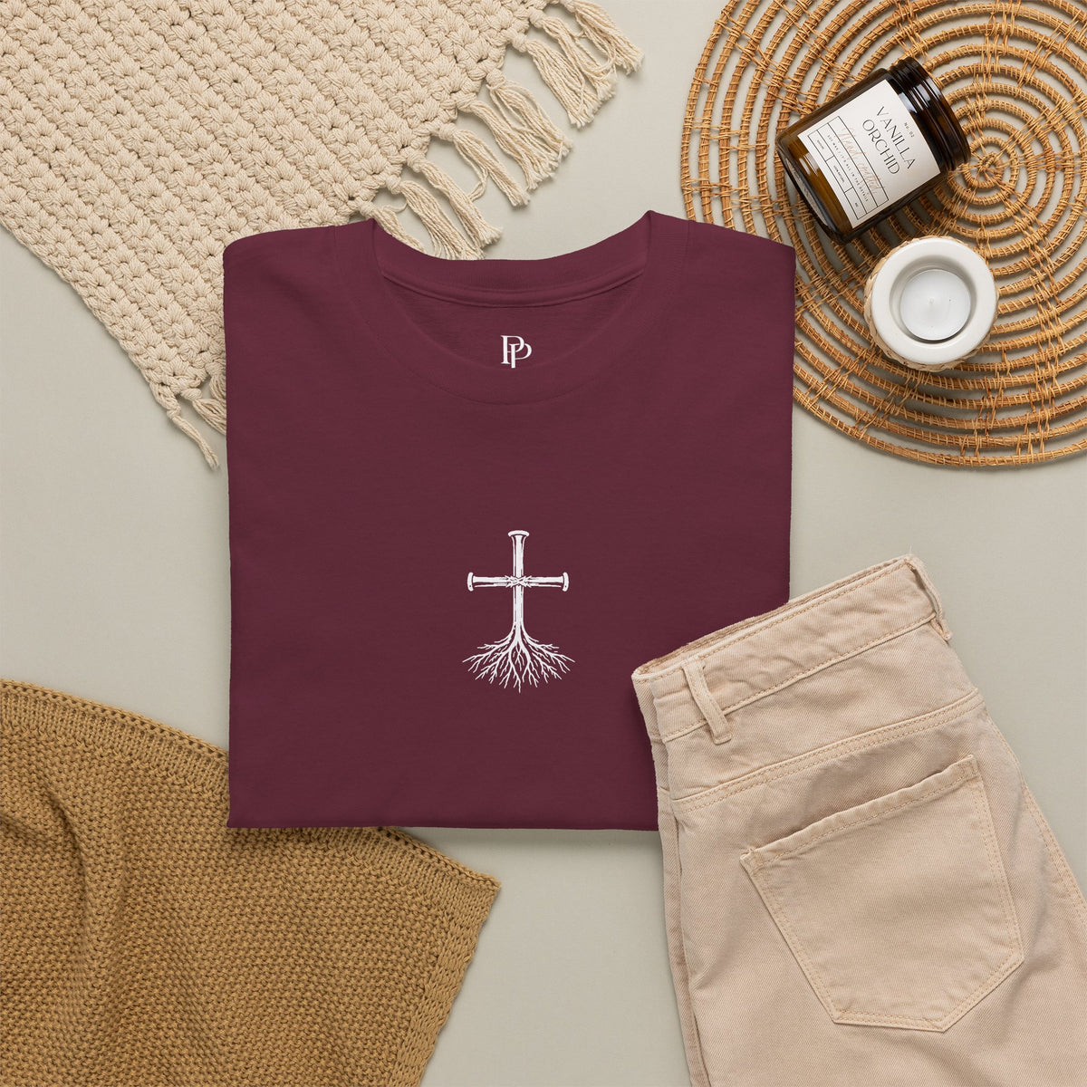 Rooted Cross Tee — Center Chest