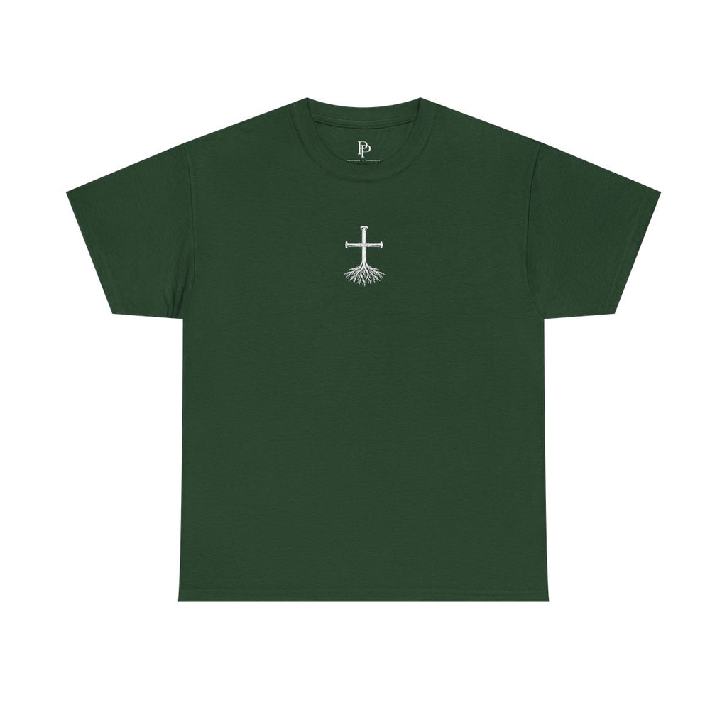 Rooted Cross Tee Center Chest - Forest Green