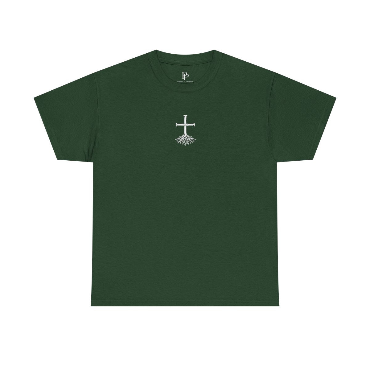 Rooted Cross Tee Center Chest - Forest Green
