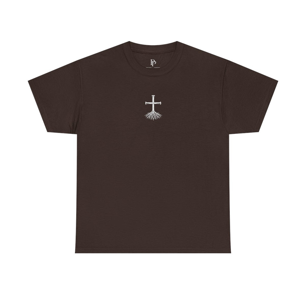 Rooted Cross Tee Center Chest - Dark Chocolate
