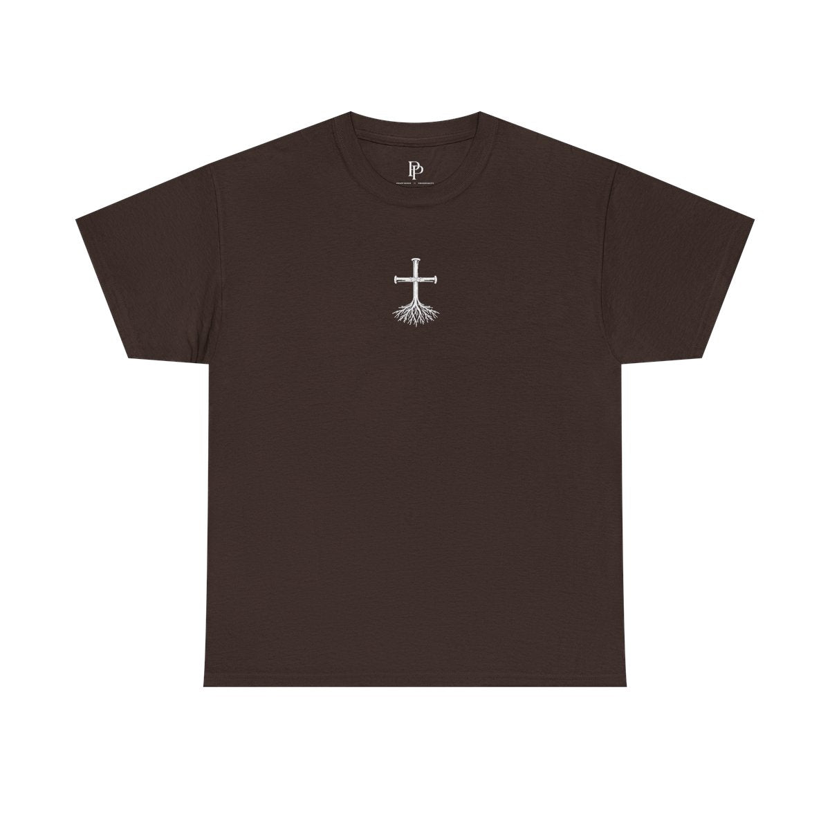 Rooted Cross Tee Center Chest - Dark Chocolate
