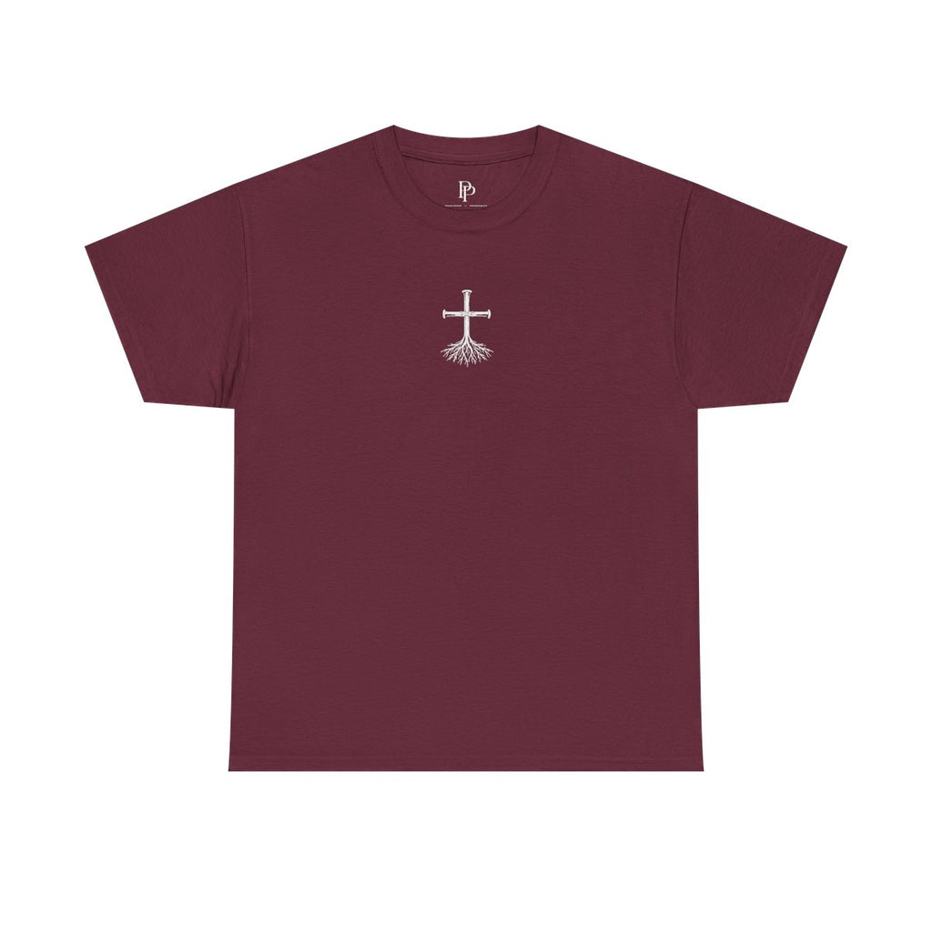 Rooted Cross Tee Center Chest - Maroon